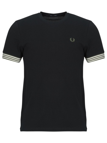t-shirt με κοντά μανίκια fred perry striped cuff t-shirt