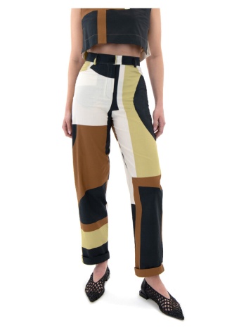παντελόνια moutaki printed high waist straight fit pants