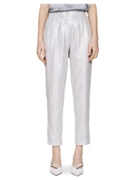 παντελόνια access fashion metallic high waist regular fit pants women |