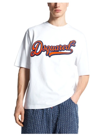 t-shirt με κοντά μανίκια dsquared logo crew neck loose fit