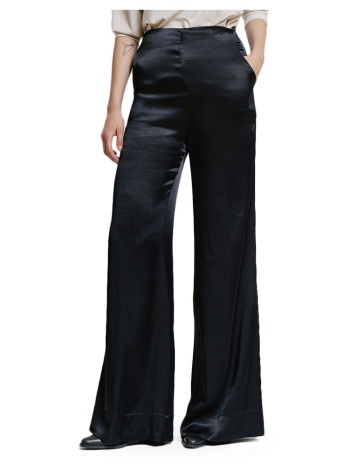 παντελόνια access fashion satin high waist wide leg pants