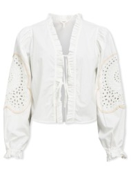 μπλούζα object noos top brodera l/s - white sand |