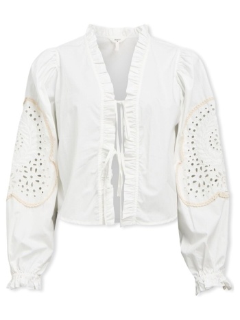 μπλούζα object noos top brodera l/s - white sand |