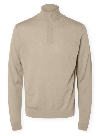 πουλόβερ selected noos tray half zip knit - kelp |