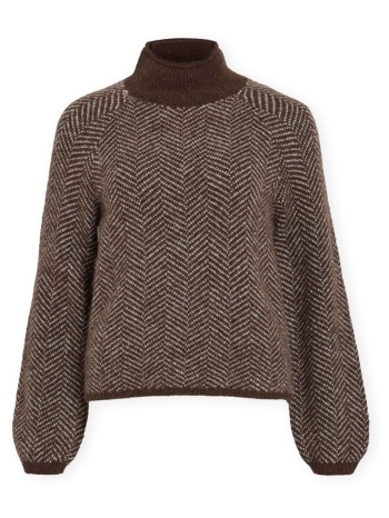 πουλόβερ vila noos lory high knit - coffee bean |