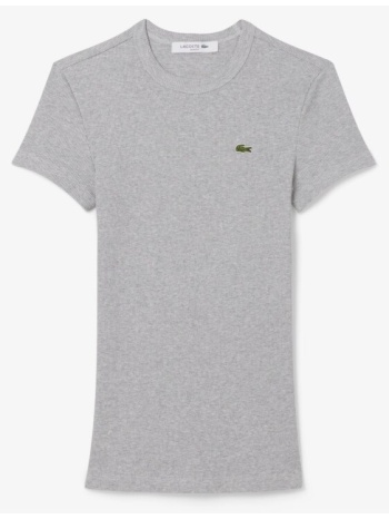 t-shirt με κοντά μανίκια lacoste slim fit ribbed cotton σε προσφορά