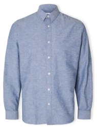 πουκάμισο με μακριά μανίκια selected noos slimnew-linen shirt l/s - medium blue denim |
