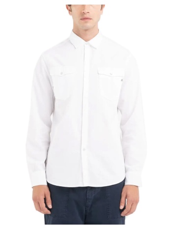 πουκάμισο με μακριά μανίκια replay cotton twill shirt men |
