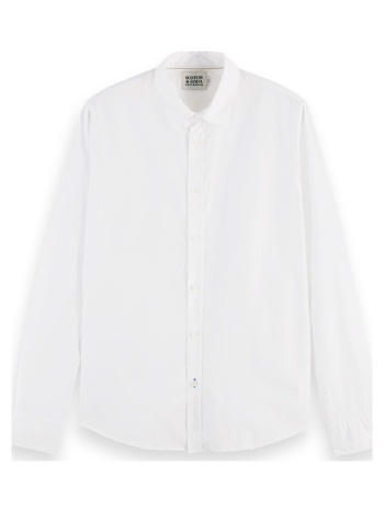 πουκάμισο με μακριά μανίκια scotch & soda solid slim fit