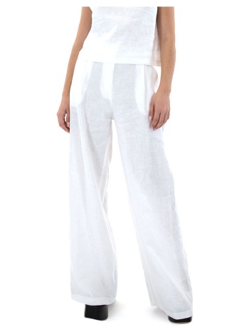 παντελόνια moutaki linen high waist pants women |
