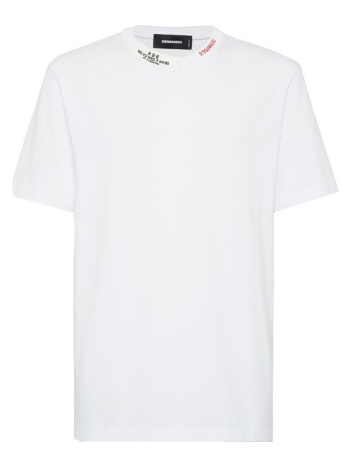 t-shirt με κοντά μανίκια dsquared embroidered neck regular