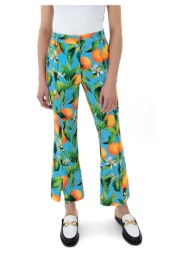 παντελόνια c.manolo high waist printed flare crop pants women |