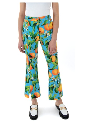 παντελόνια c.manolo high waist printed flare crop pants