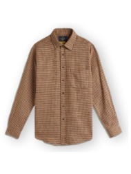 πουκάμισο με μακριά μανίκια portuguese flannel abstract pied poule shirt - brown |