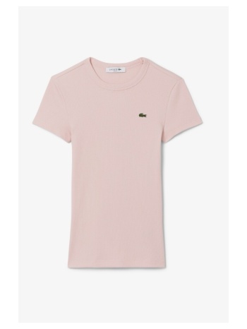 t-shirt με κοντά μανίκια lacoste slim fit ribbed cotton σε προσφορά