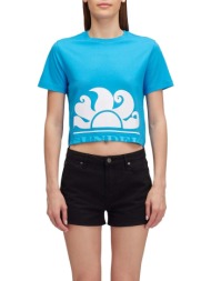 t-shirt με κοντά μανίκια sundek cropped t-shirt with maxi logo print |