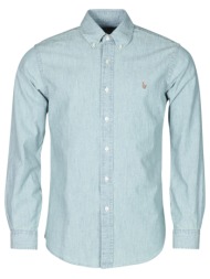 πουκάμισο με μακριά μανίκια polo ralph lauren chemise ajustee en chambray denim col boutonne logo po