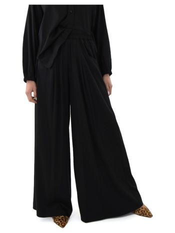 παντελόνια black n black elastic high waist wide leg pants