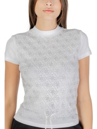 t-shirt με κοντά μανίκια guess ss mock neck all over 4g tee w4bi26 j1314 |