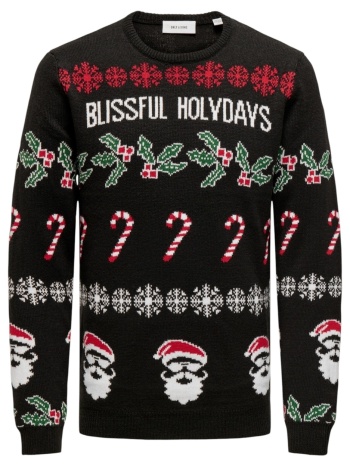 πουλόβερ only & sons onsxmas reg 5 allover crew knit