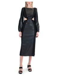 φορέματα lace long sleeve open back midi dress women |