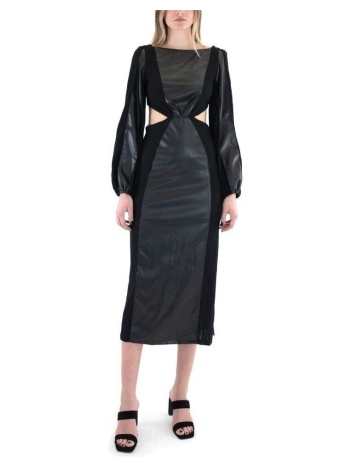 φορέματα lace long sleeve open back midi dress women |