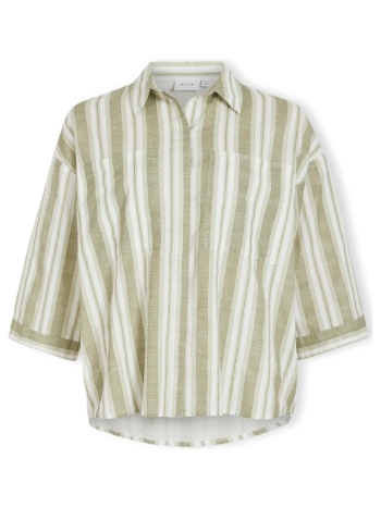 μπλούζα vila etni 3/4 oversize shirt - egret/oil green |