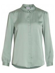 μπλούζα vila shirt ellette satin l/s - green/milieu |