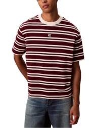 t-shirt με κοντά μανίκια calvin klein jeans ss hvywt stripe jers lv04rc235g |