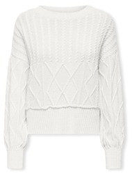 πουλόβερ only katia life loose cable knit - cloud dancer |