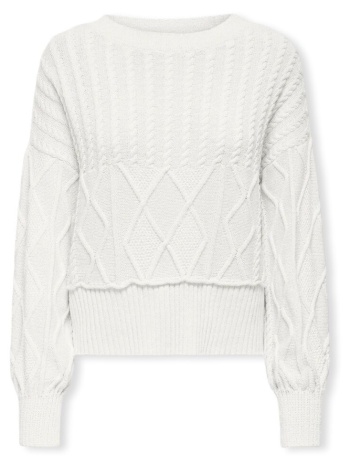 πουλόβερ only katia life loose cable knit - cloud dancer |