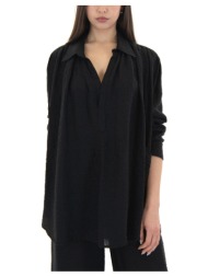 μπλουζάκια με μακριά μανίκια black n black pleated longsleeve oversize fit shirt women black black |