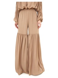 παντελόνια dolce domenica bialy boho elastic waist wide leg pants women |