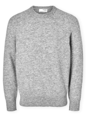 πουλόβερ selected noos rai knit - light grey melange |