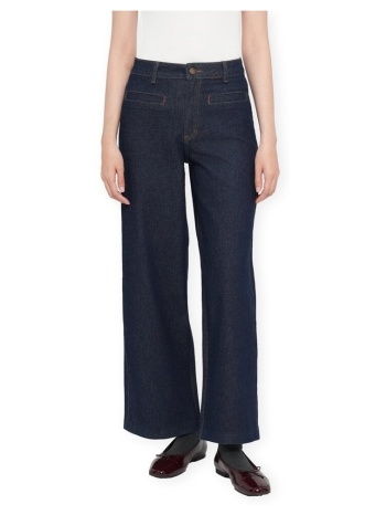 tζιν σε ίσια γραμή vila brenda wide jeans - dark blue denim
