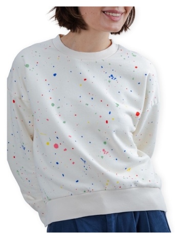 φούτερ brava fabrics splash paint rounded sweatshirt - ecru