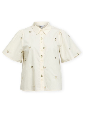 μπλούζα object molia shirt - cloud dancer/embroidery flower