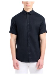 πουκάμισο με μακριά μανίκια eax linen regular fit shirt men |