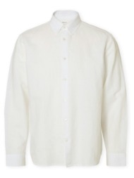 πουκάμισο με μακριά μανίκια selected noos slimclay linen shirt - bright white |