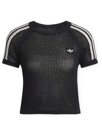 t-shirt με κοντά μανίκια adidas t-shirt crochet - black |