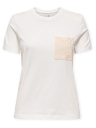 t-shirt με κοντά μανίκια only top enja life pocket - cloud dancer |