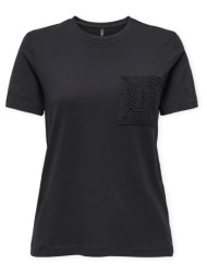 t-shirt με κοντά μανίκια only top enja life pocket - black |