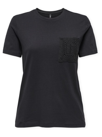 t-shirt με κοντά μανίκια only top enja life pocket - black |