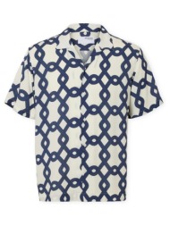 πουκάμισο με κοντά μανίκια selected relax-vero shirt - egret/geo |