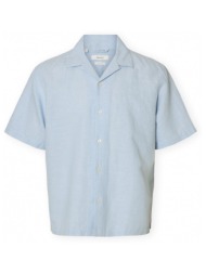 πουκάμισο με μακριά μανίκια selected noos rlxclay linen shirt - dusty blue |
