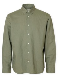 πουκάμισο με μακριά μανίκια selected noos slimclay linen shirt - vetiver |