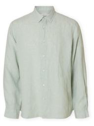 πουκάμισο με μακριά μανίκια selected noos regkylian-linen shirt - aqua gray/white |