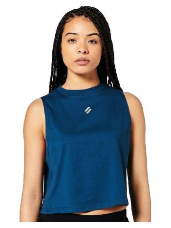 αμάνικα/t-shirts χωρίς μανίκια superdry débardeur run bleu