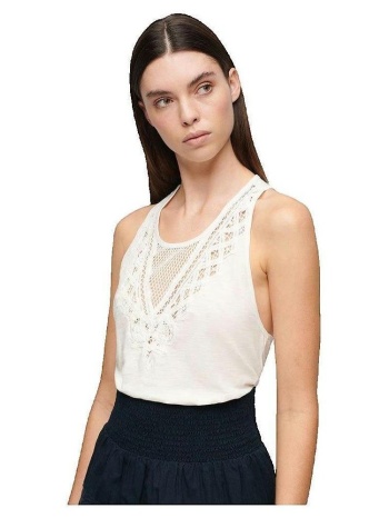 μπλούζα superdry débardeur avec détails en dentelle |