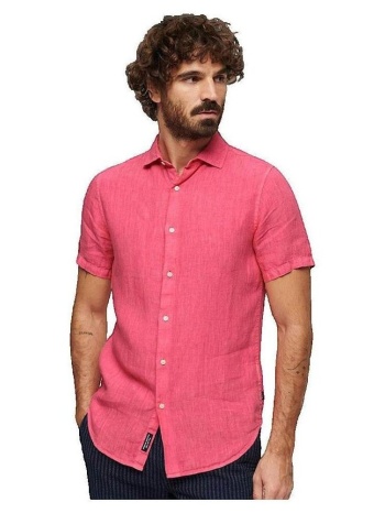 πουκάμισα superdry chemise studios en lin ajustée rose |